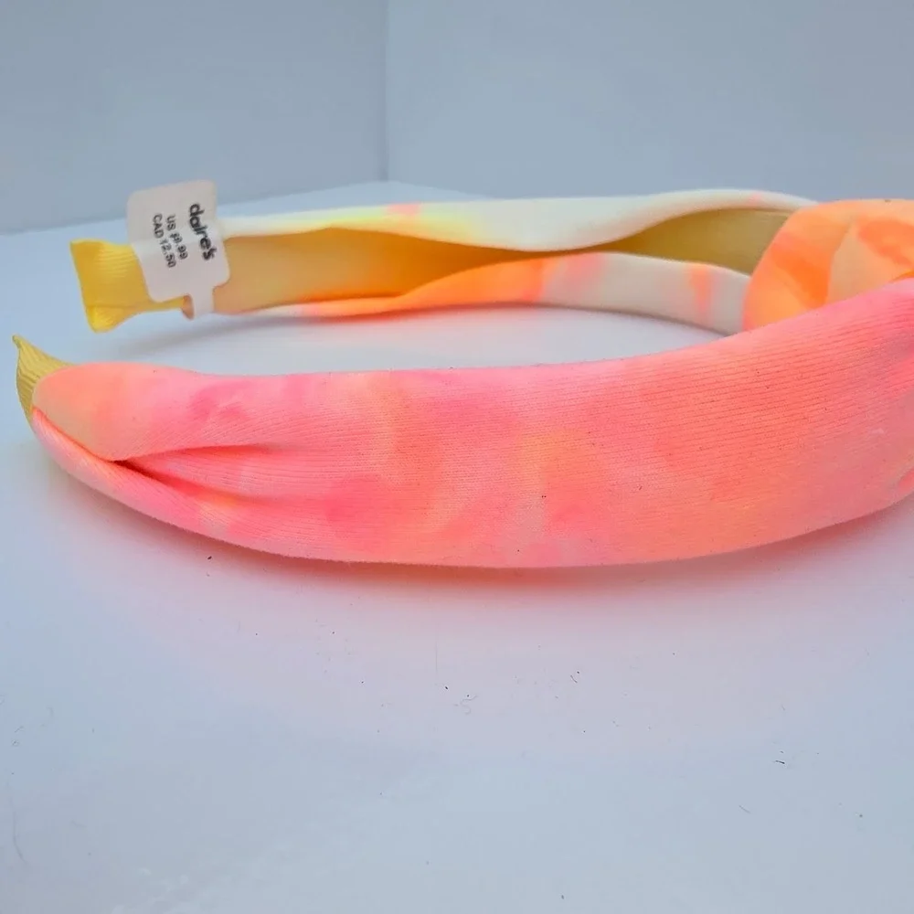 Claires Headband Womens Girls One Size Neon Tie Dye Knotted Padded Chunky Pink - Picture 8 of 12